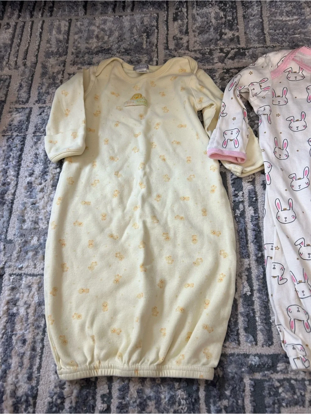 Yellow Duck & White Bunny Kids Sleep Gowns - Soft Cotton Pajamas